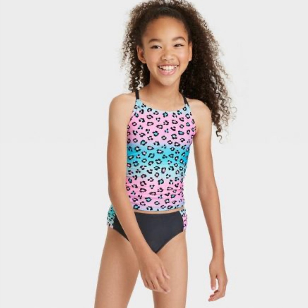 Girls' Magical Animal Ombre Bow Back Tankini Set - Cat & Jack